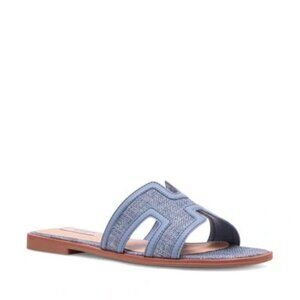 STEVEN NEW YORK Harlien Slide Sandal In Blue Denim